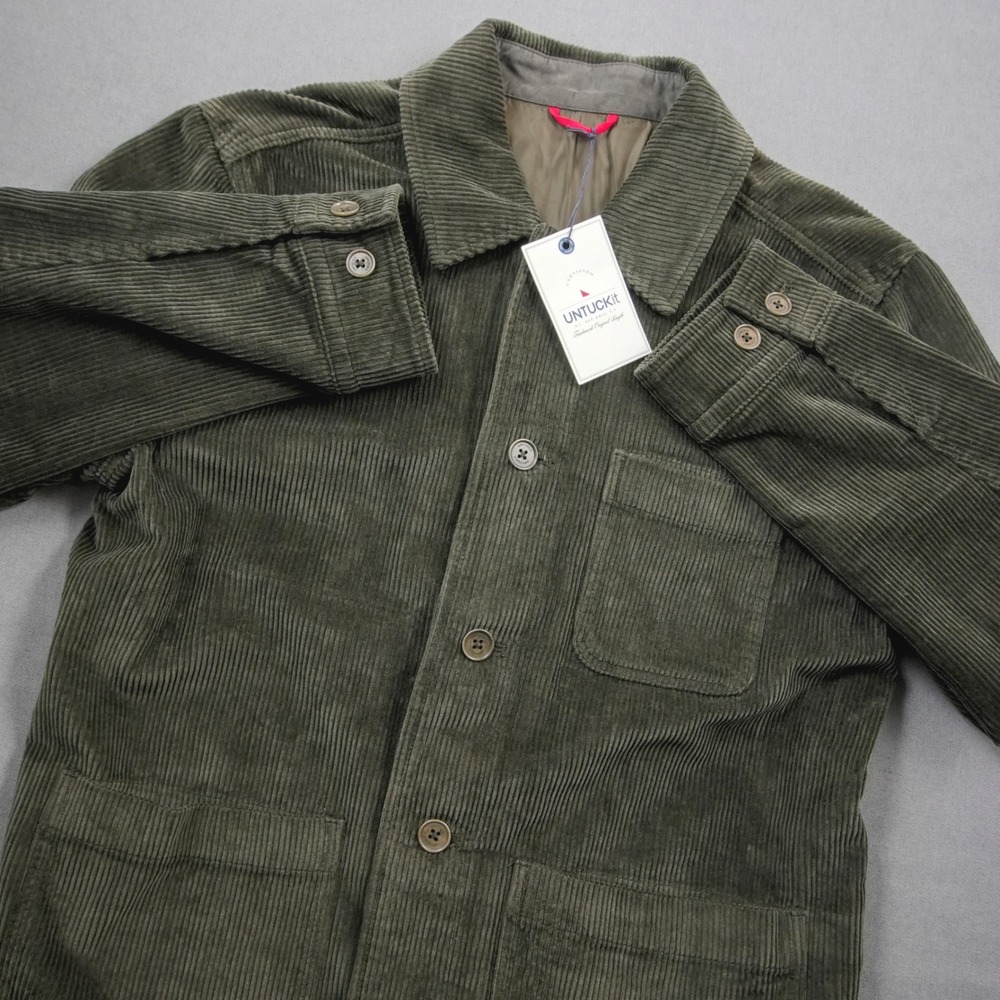 UNTUCKit Barns Corduroy Chore Utility Jacket Green Mens L 40960 Cotton